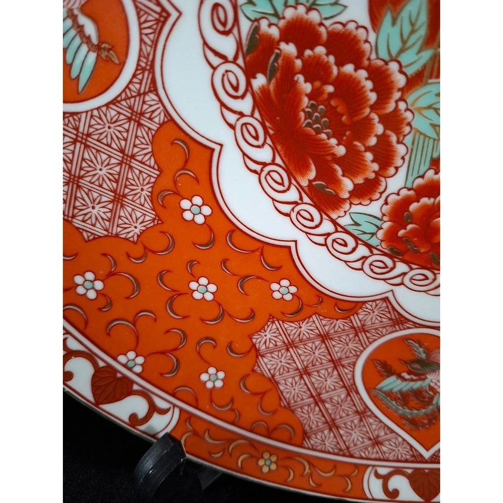 Japanese Imari Porcelain Phoenix Peony Charger Plate Red Gold M382 12 Inch